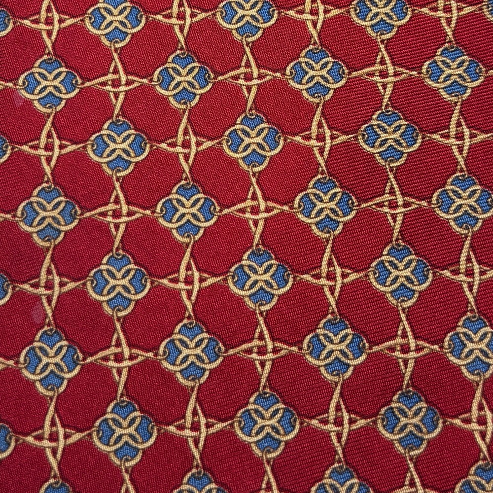 Brooks Brothers Vintage Silk Red Geometric Lattice NeckTie Makers USA Made Tie - Picture 4 of 6